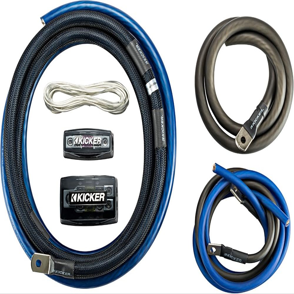 Kicker 46PKD1 PKD1 1/0AWG Dual Amplifier Power Kit - Power, Ground, Distribution Block, Remote Wire and Fuse Block.