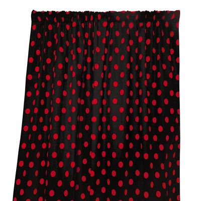 lovemyfabric Cotton Polka Dot Print Curtain Panel 58" Wide Home Decor/Window Treatment/Photography Backdrop/Photo-Booth Backdrop Red on Black (48" Tall)