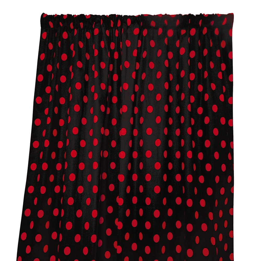 lovemyfabric Cotton Polka Dot Print Curtain Panel 58" Wide Home Decor/Window Treatment/Photography Backdrop/Photo-Booth Backdrop Red on Black (48" Tall)