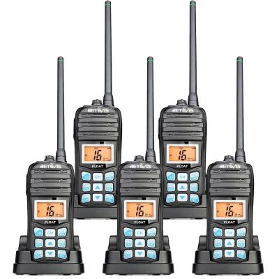 Retevis RT55 Marine Radio, Waterproof Floating Walkie Talkies Long Range,NOAA 16 CH Vibration Water Draining Handheld Radios Tri-Watch (5 Pack)