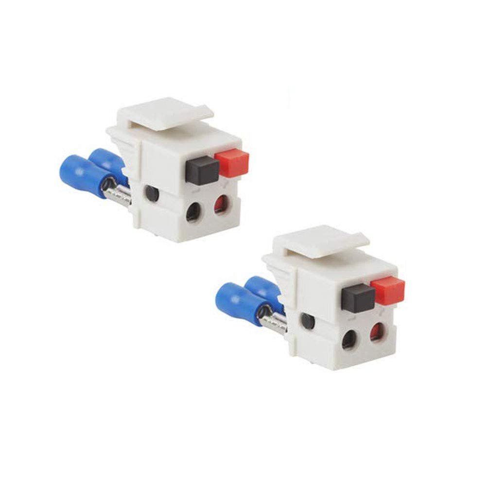 VSEER Speaker Keystone Jack Spring Loaded Speaker Jack for Keystone Wall Plate, Female to Female, for Home Theater Wall Plates - White (2 Pack)