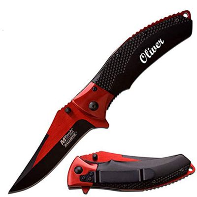 Personalized Laser Engraved Pocket Knife, Fathers Day, Groomsmen Gift, Graduation Gifts, Gifts for Men Free Engraving (MT-A899RD)
