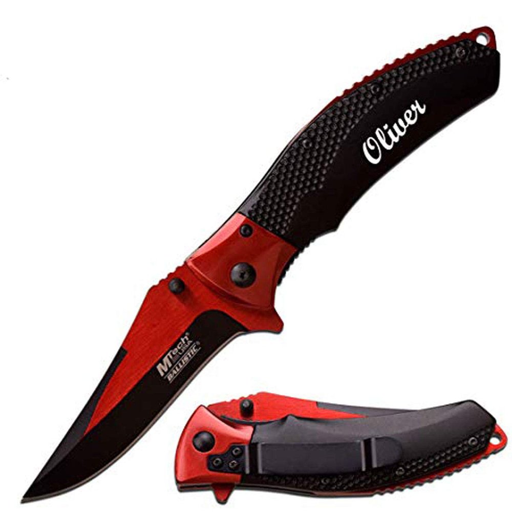 Personalized Laser Engraved Pocket Knife, Fathers Day, Groomsmen Gift, Graduation Gifts, Gifts for Men Free Engraving (MT-A899RD)