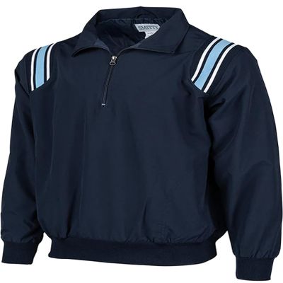 Smitty | BBS-320 | Major League Style | Baseball Softball Water Resistant Microfiber Shell Pullover Umpire Jacket | Umpire's Choice! (Navy w/White, Navy, Powder Blue Inserts, XL)