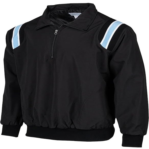 Smitty | BBS-320 | Major League Style | Baseball Softball Water Resistant Microfiber Shell Pullover Umpire Jacket | Umpire's Choice! (Black w/Black, White, Powder Blue Inserts, 3XL)