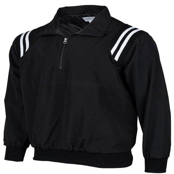 Smitty | BBS-320 | Major League Style | Baseball Softball Water Resistant Microfiber Shell Pullover Umpire Jacket | Umpire's Choice! (Black w/Black, White Inserts, XL)