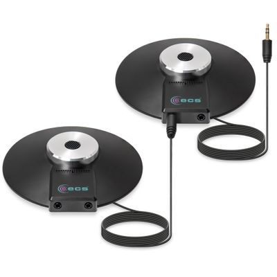 ECS WordForum 3.5mm TRS 360 Omnidirectional Stereo Conference Microphone for PC - with Daisy Chain Option, Condenser Mic for Teleconferencing - 2 Pack