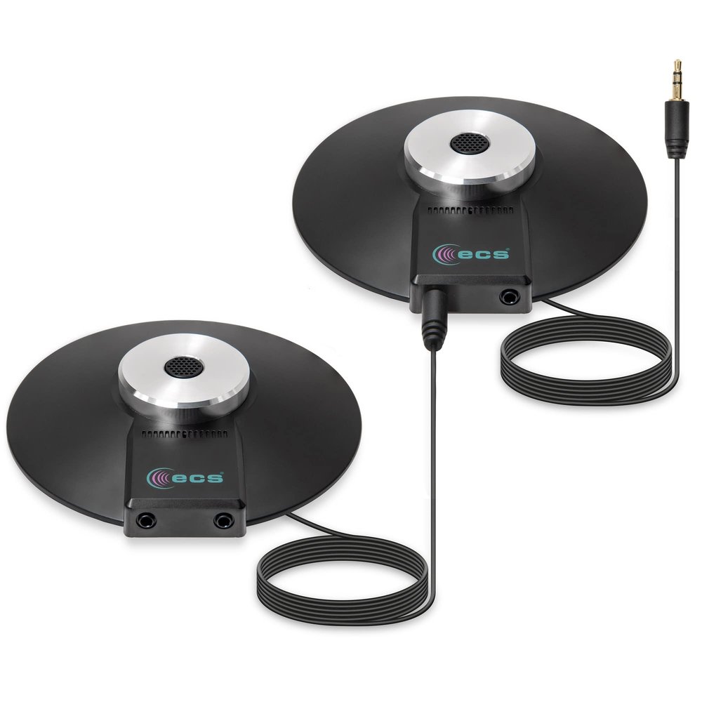 ECS WordForum 3.5mm TRS 360 Omnidirectional Stereo Conference Microphone for PC - with Daisy Chain Option, Condenser Mic for Teleconferencing - 2 Pack