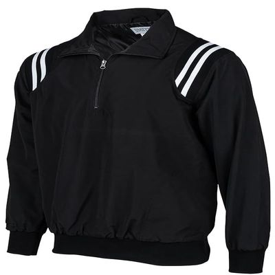 Smitty | BBS-320 | Major League Style | Baseball Softball Water Resistant Microfiber Shell Pullover Umpire Jacket | Umpire's Choice! (Black w/Black, White Inserts, Medium)