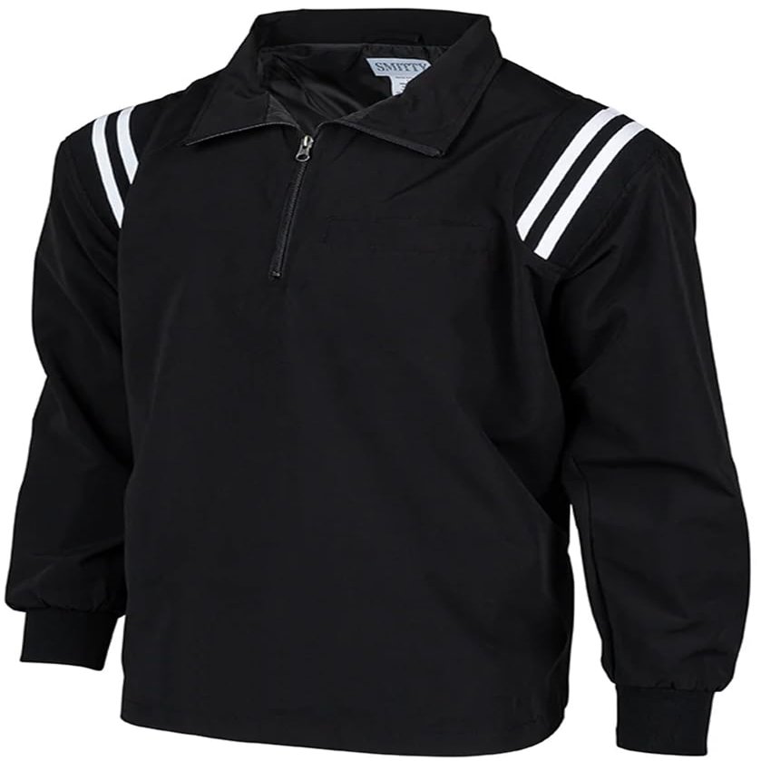 Smitty | BBS-322 | Black w/White Insets | Major League Style | Baseball Softball Water Resistant Microfiber Shell Pullover Umpire Jacket | Umpire's Choice! (Small)