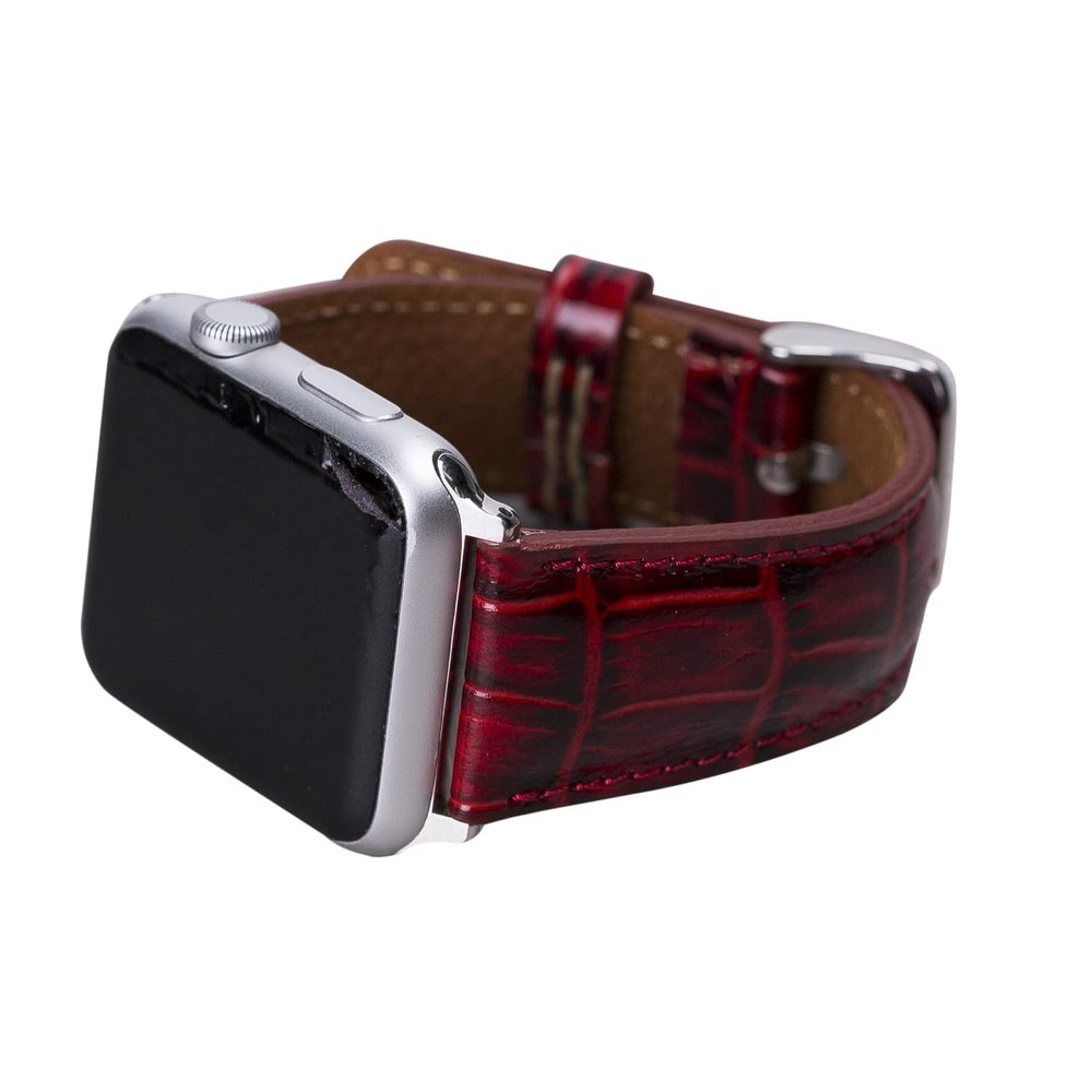 Croco Pattern Red Leather Band for Apple Watch