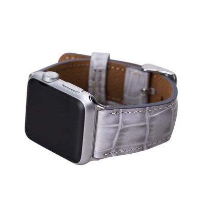 Croco Pattern White Leather Band for Apple Watch