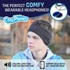 CozyPhones Sleep Headphones - Over Ear Headphones from Ultra Thin Cool Mesh Wired for Side Sleepers, Meditation, Running, Laptop, and Phone - Black with Blue Liner view 2