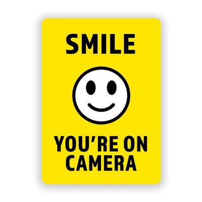 2-Pack Smile You're on Camera Vinyl Decal Sticker | 5-Inch by 7-Inch | Highly Visible | Premium Quality Vinyl Decal | Laminated with UV Protective Laminate | PD2743