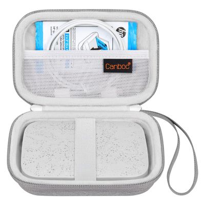 Canboc Hard Case for HP Sprocket 2x3 Instant Smartphone Photo Printer (Luna Pearl Case), Mesh Pocket fits Zink Photo Paper, Cable, Grey (Case Only)