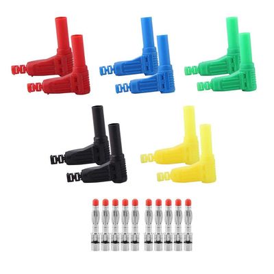 10pcs P3014 4mm Banana Plug Safety Seal Shrouded 90 Degree Right Angle Banana Plug DIY Self-Assembly Solder Type