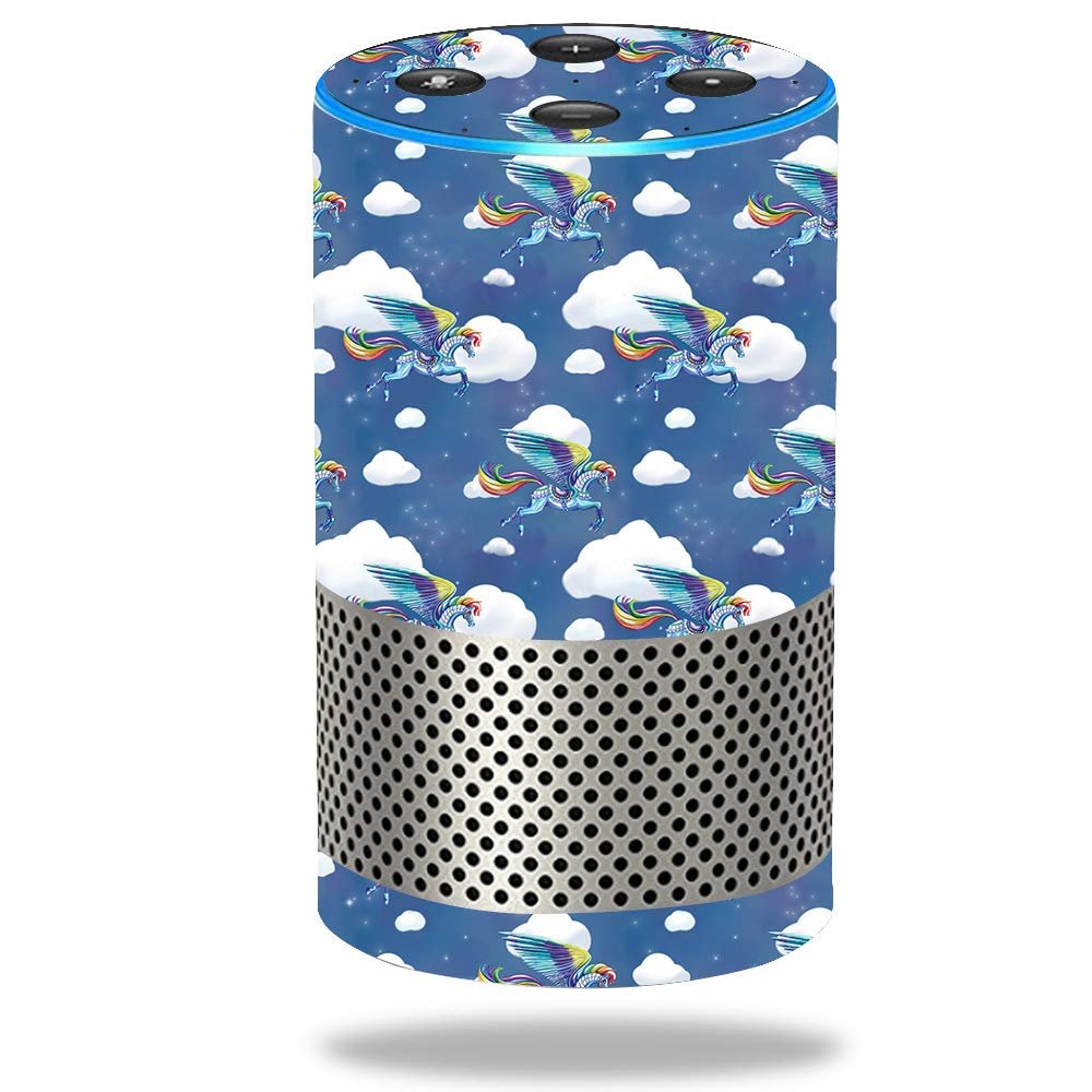 MightySkins Skin Compatible with Amazon Echo (2nd Gen) - Rainbow Pegasus | Protective, Durable, and Unique Vinyl Decal wrap Cover | Easy to Apply, Remove, and Change Styles | Made in The USA