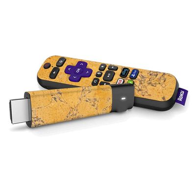 MightySkins Skin Compatible with Roku Streaming Stick + - Saffron Marble | Protective, Durable, and Unique Vinyl Decal wrap Cover | Easy to Apply, Remove, and Change Styles | Made in The USA