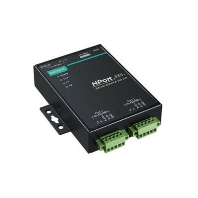 MOXA NPort 5230A-T 2 Port Device Server, 10/100M Ethernet, RS-422/485, Terminal Block, 15KV ESD, 0.5KV Serial Surge, 12~48VDC, -40~75C