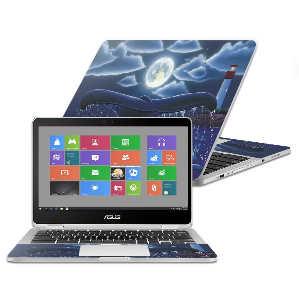 MightySkins Skin Compatible with Asus Chromebook Flip C302CA 12.5" (2016) - Whale Tail | Protective, Durable, and Unique Vinyl Decal wrap Cover | Easy to Apply, Remove | Made in The USA