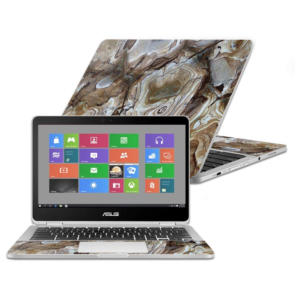 MightySkins Skin Compatible with Asus Chromebook Flip C302CA 12.5" (2016) - Brown Marble | Protective, Durable, and Unique Vinyl Decal wrap Cover | Easy to Apply, Remove | Made in The USA