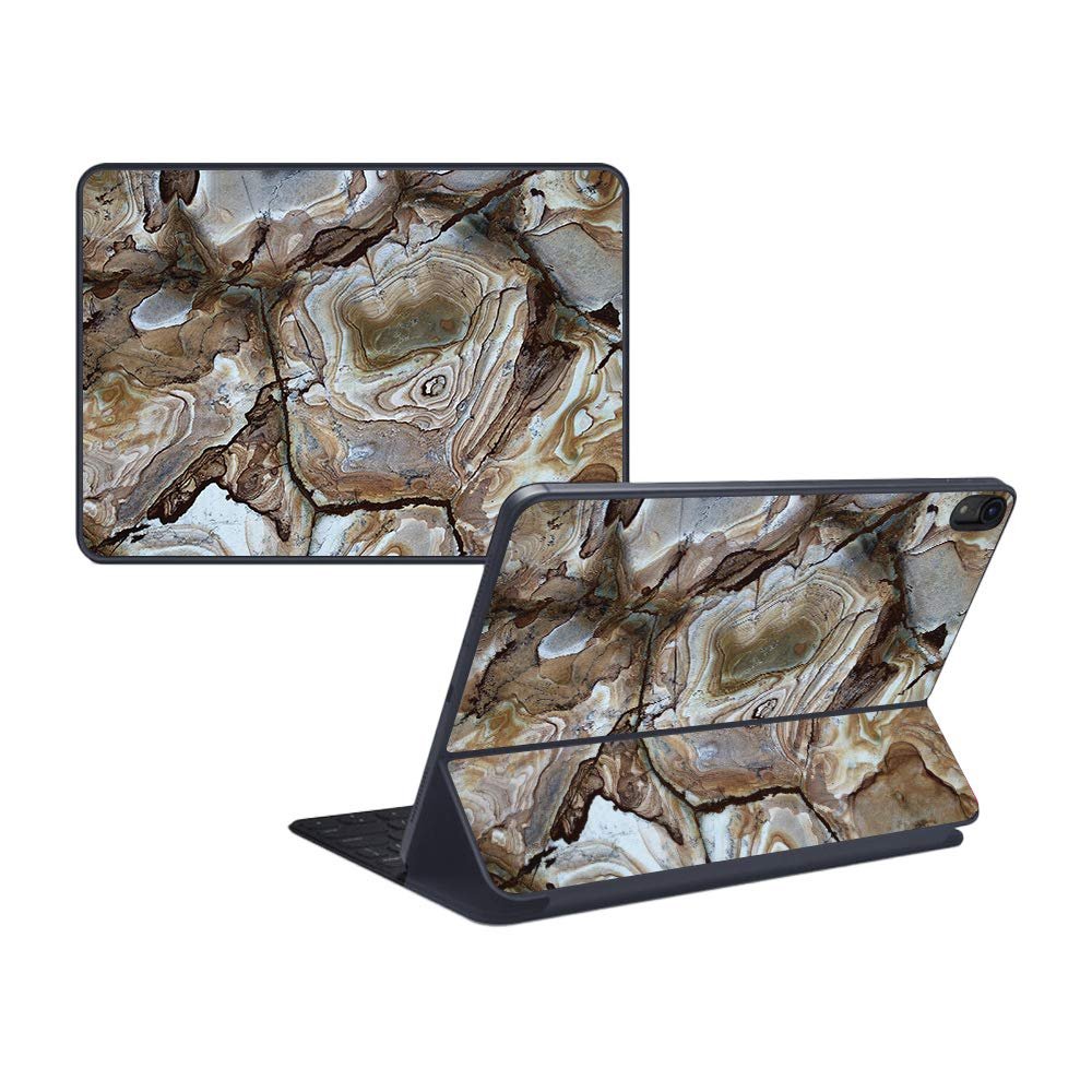 MightySkins Skin Compatible with Apple iPad Pro Smart Keyboard 12.9" (2018) - Brown Marble - Protective, Durable, and Unique Vinyl Decal wrap Cover - Easy to Apply, Remove - Made in The USA