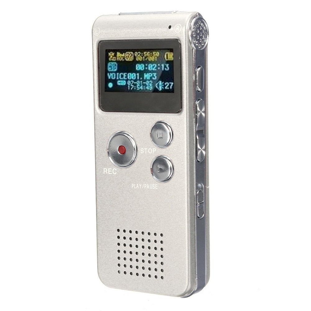 Voice Recorder Player - Usb Voice Recorder - Steel Rechargeable 8GB 650HR Digital Audio Voice Recorder MP3 Player - Silver (Voice Recorder Set)