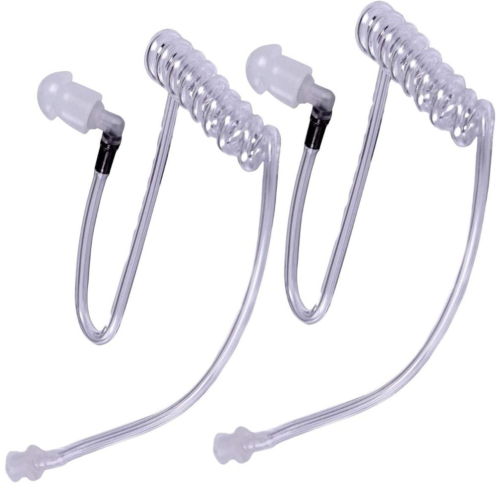 2 Replacement Coil Tubes - Clear Plastic Twist On Replacement Covert Acoustic Audio Tube with Earbuds Eartips for Two Way Radio Earpiece Headset Earphone Kit Compatible with Motorola Radio
