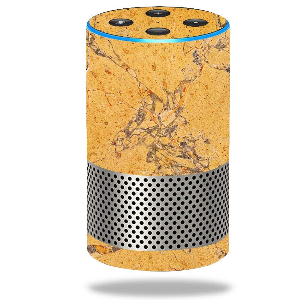 MightySkins Skin Compatible with Amazon Echo (2nd Gen) - Saffron Marble | Protective, Durable, and Unique Vinyl Decal wrap Cover | Easy to Apply, Remove, and Change Styles | Made in The USA
