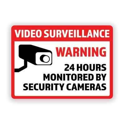 2-Pack Video Surveillance Vinyl Decal Sticker | 7-Inch by 5-Inch | Premium Quality Vinyl Decal | Laminated with UV Protective Laminate | PD2745