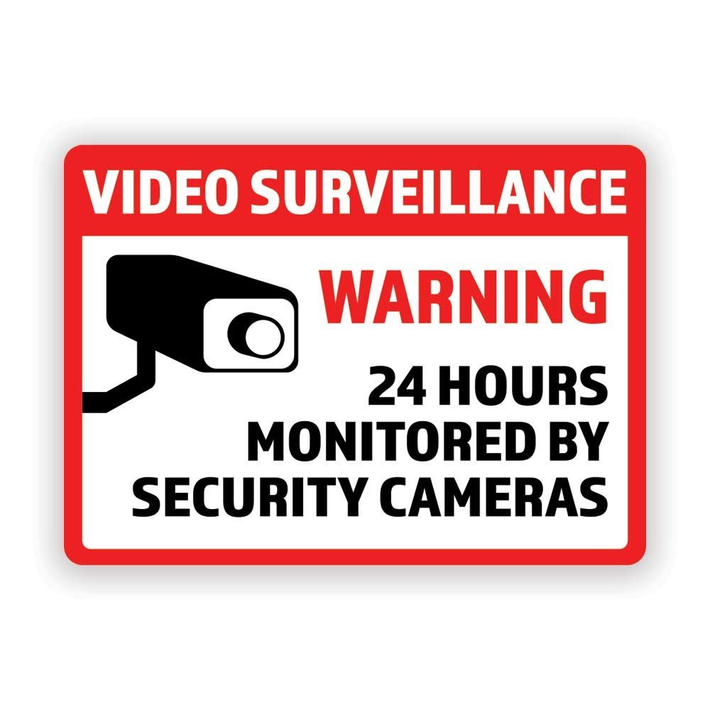 2-Pack Video Surveillance Vinyl Decal Sticker | 7-Inch by 5-Inch | Premium Quality Vinyl Decal | Laminated with UV Protective Laminate | PD2745