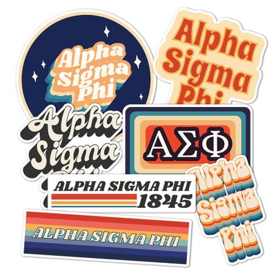 Desert Cactus Alpha Sigma Phi Sticker 70's Themed Sheet Decal Laptop Water Bottle Car (70's Sheet)