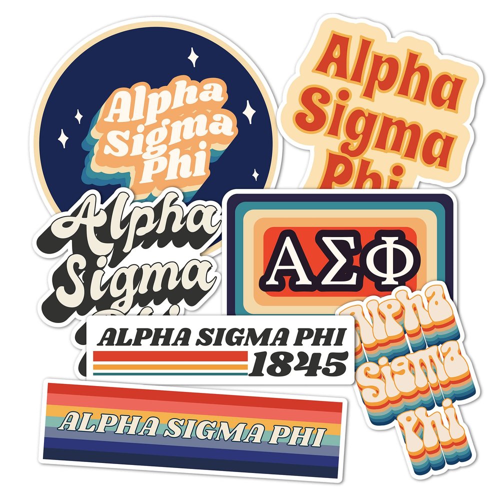 Desert Cactus Alpha Sigma Phi Sticker 70's Themed Sheet Decal Laptop Water Bottle Car (70's Sheet)