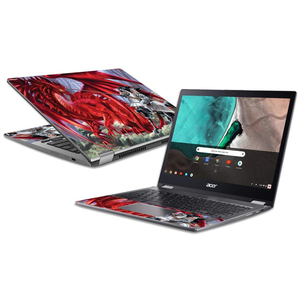 MightySkins Skin Compatible with Acer Chromebook Spin 13 (2018) - Red Dragon Knight | Protective, Durable, and Unique Vinyl Decal wrap Cover | Easy to Apply, Remove | Made in The USA