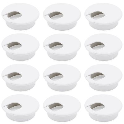 Famgee 12 Pack 2 Inch Desk Grommet Kit Wire Cable Hole Cover Organizer Plastic Cover for Office Cord Management (White)