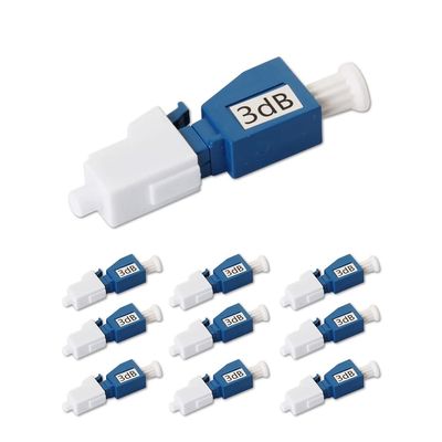 10 Pack Single Mode LC 3dB Fiber Optic Attenuator, LC/UPC in-Line Fiber Attenuator, Male to Female, Single-Mode Fixed, SM, dB Options: 3dB, 5dB, 7dB, 10dB