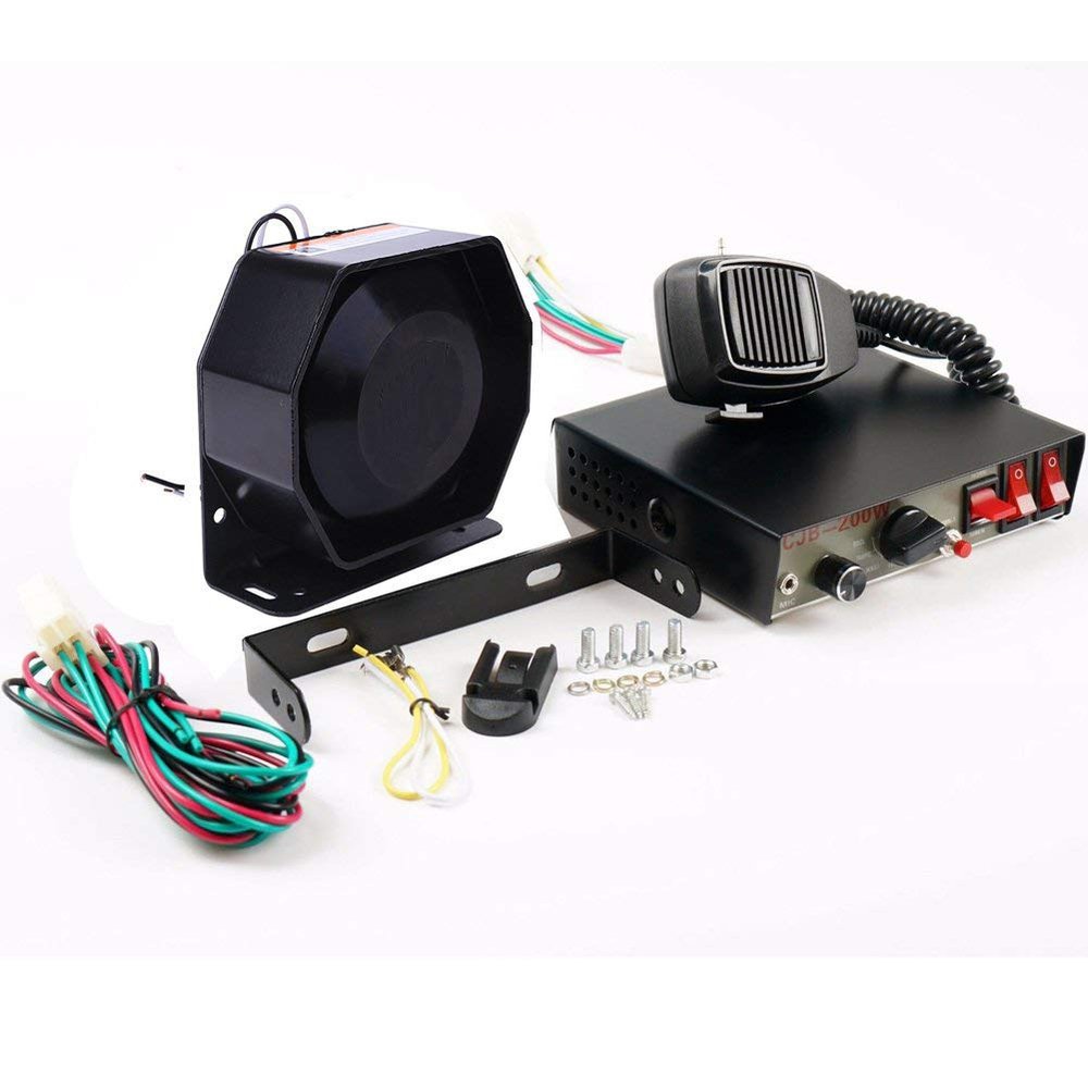 200W 8 Sound Loud Car Warning Alarm Police Fire Siren Horn PA Speaker MIC System