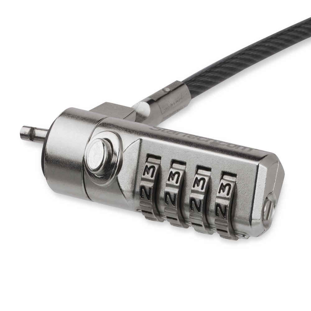 StarTech.com 6.6ft (2m) Laptop Cable Lock - 4 Digit Combination Laptop/Desktop Security Cable Lock for K-Slot Devices/Computers/Monitors - Portable Anti-Theft Vinyl Coated Steel Cable Lock, TAA
