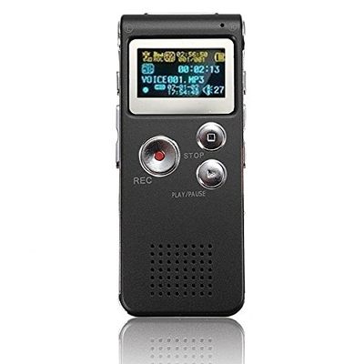 Voice Recorder Player - Usb Voice Recorder - Steel Rechargeable 8GB 650HR Digital Audio Voice Recorder MP3 Player - Black (Voice Recorder Set)