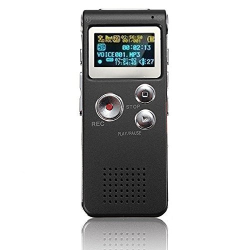 Voice Recorder Player - Usb Voice Recorder - Steel Rechargeable 8GB 650HR Digital Audio Voice Recorder MP3 Player - Black (Voice Recorder Set)