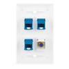 4 Port Wall Plate with Gold-Plated Coaxial TV Cable F Type + 3 Port Cat6 Ethernet Female to Female Jack in White  view 2