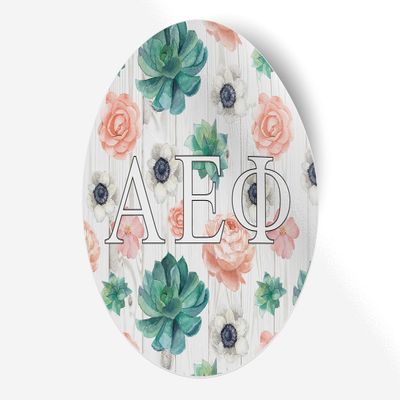 Alpha Epsilon Phi Sticker Greek Sorority Decal for Car, Laptop, Windows, Officially Licensed Product, Monogram Design 5" x 5" - Succulents Floral