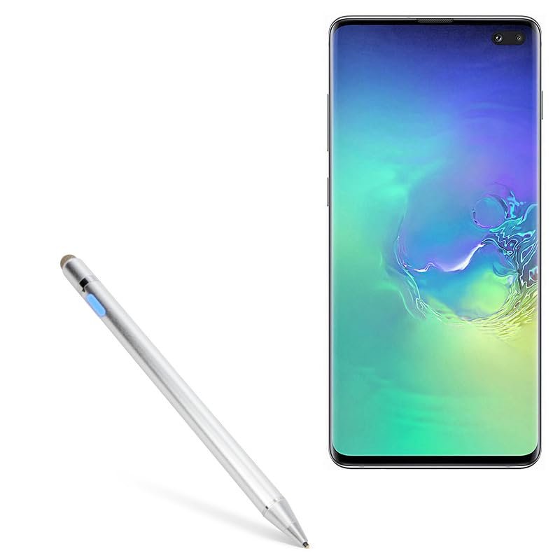 BoxWave Stylus Pen Compatible with Samsung Galaxy S10 Plus - AccuPoint Active Stylus, Electronic Stylus with Ultra Fine Tip - Metallic Silver