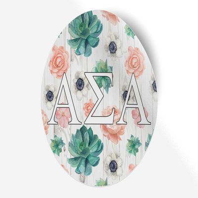 Alpha Sigma Alpha Sticker Greek Sorority Decal for Car, Laptop, Windows, Officially Licensed Product, Monogram Design 5" x 5" - Succulents Floral