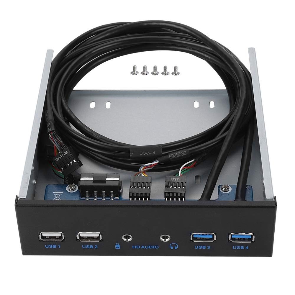 5.25 Inch Front Panel USB Hub, 2 x USB 3.0 and 2 x USB 2.0 Ports, HD Audio Port, 19 Pin Extension, Card Reader