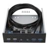 5.25 Inch Front Panel USB Hub, 2 x USB 3.0 and 2 x USB 2.0 Ports, HD Audio Port, 19 Pin Extension, Card Reader view 1