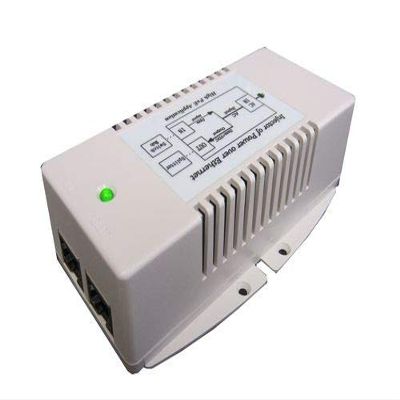 120/240VAC Input, 56V 35W Gigabit 802.3at PoE Inserter, PoE Pinout: 4,5V+; 7,8V-, UL1950, Shielded and Surge Protected, Includes Removeable US Power Cord
