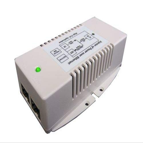 120/240VAC Input, 56V 35W Gigabit 802.3at PoE Inserter, PoE Pinout: 4,5V+; 7,8V-, UL1950, Shielded and Surge Protected, Includes Removeable US Power Cord