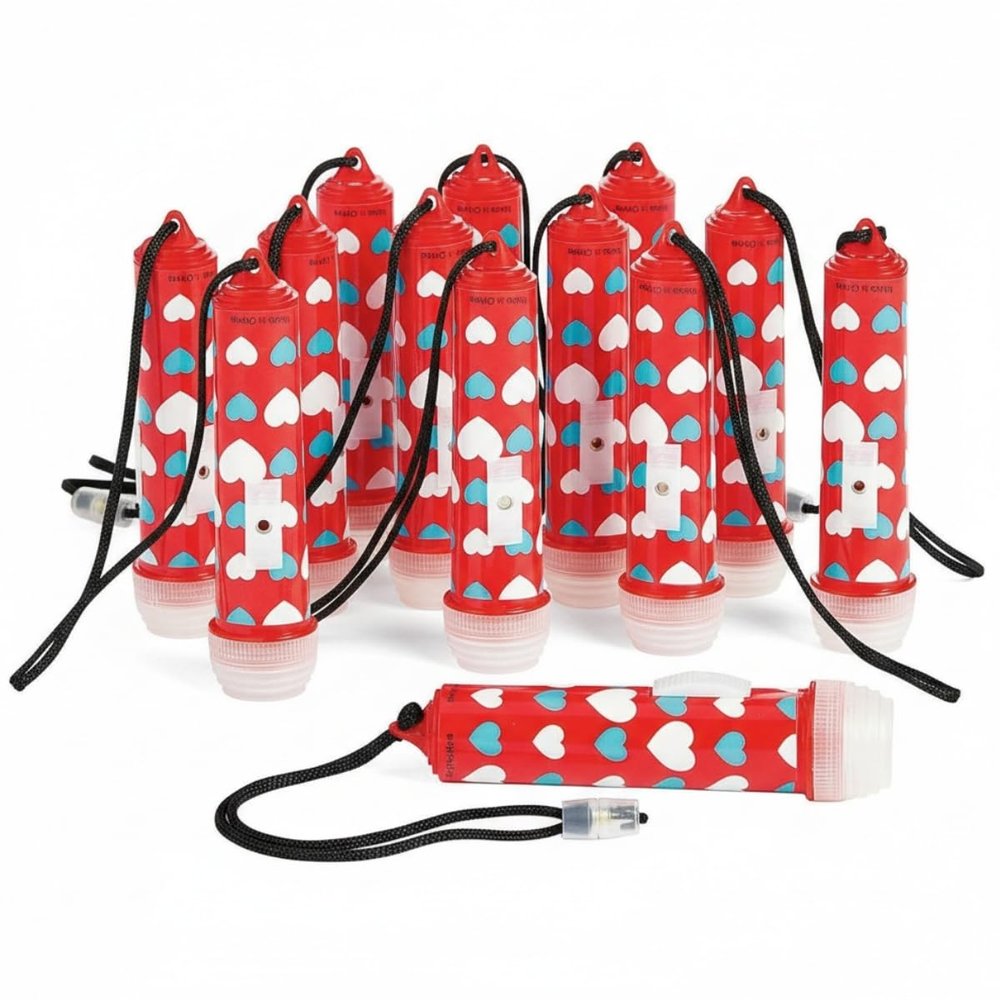 Fun Express Valentine Mini Flashlights On A Rope (Set of 12) Giveaways and Party Supplies