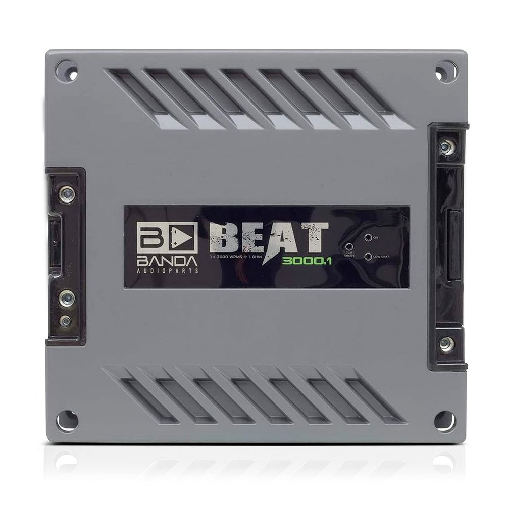 1-Channel Vehicle Audio Amplifier - 3000 Watts High-Powered Mono Bass Amplifier w/Subsonic Filter and Low Pass Filter Stable at 1 ohm, LED Indicators, Sound Specialization - Banda BEAT3001